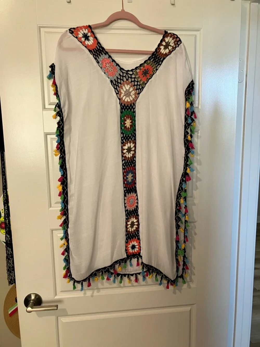 Boho colorful granny square crochet beach coverup - Picture 3 of 5